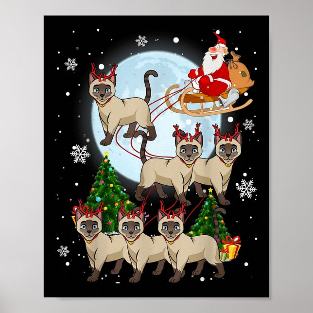 Siamese Reindeer Christmas Siamese Cat Lover Men W Poster (Front)