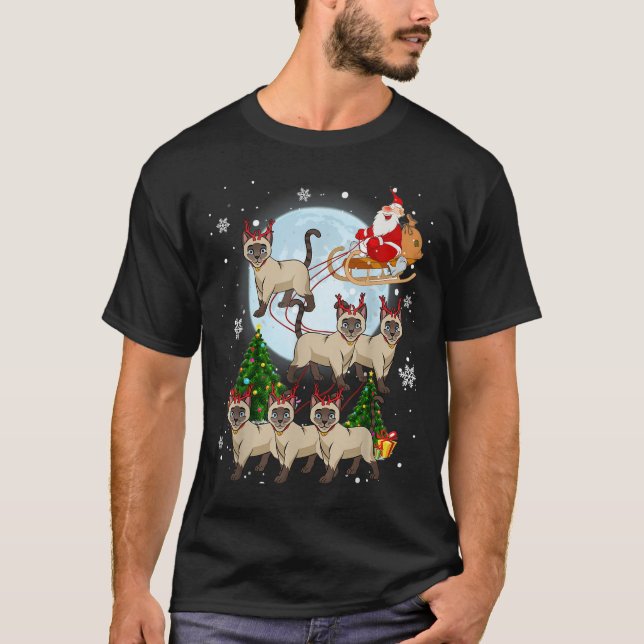 Siamese Reindeer Christmas Siamese Cat Lover Men W T-Shirt (Front)