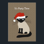 Siamese Santa Cat Christmas Holiday Party Invitation<br><div class="desc">Siamese Santa Cat Christmas Party Invitations. A cute holiday party announcement for kitty lovers. Visit Jenn’s Doodle World for even more pet lover's invitation cards and cool gifts featuring this funny cat.</div>