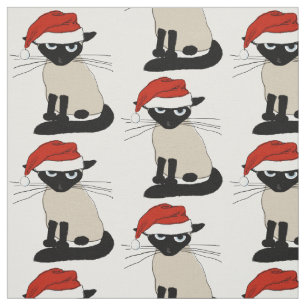 Siamese Santa Cat Fabric