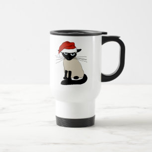 Siamese Santa Clause Christmas with Custom Text Travel Mug