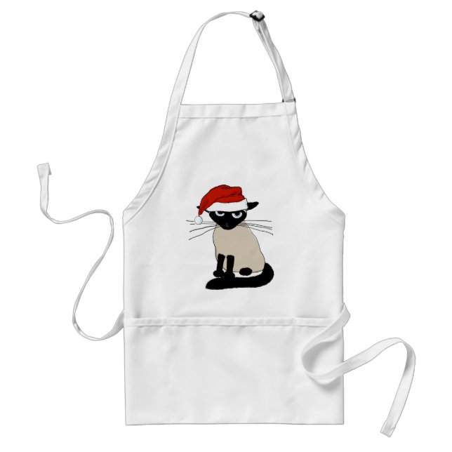 Siamese Santa Clause - Funny Holiday Kitty Cat Standard Apron (Front)