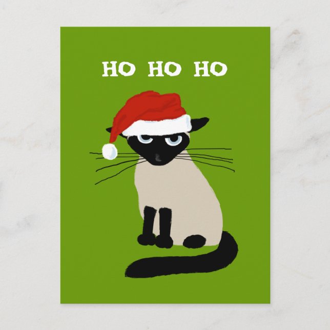 Siamese Santa Clause - Funny Kitty Cat Christmas Holiday Postcard (Front)