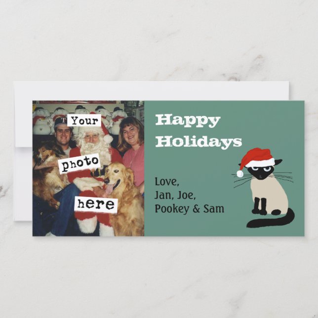 Siamese Santa | Funny Cat Christmas | Your Photo Holiday Card (Front)