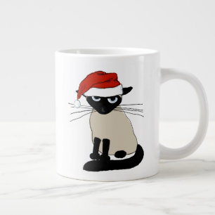 Siamese Santa   Funny Christmas Holiday Kitty Cat Large Coffee Mug