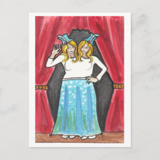 Siamese Twins circus + side show art postcard