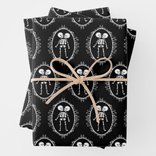 Siamese Twins Skeleton Wrapping Paper Sheet