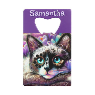 Siamese White Kitty Cat Crocus Floral Personalised