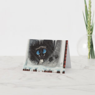Siamese Winter Snow Cat by BiHrLe Card
