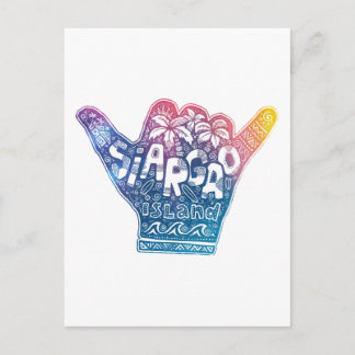 Siargao island surfing shaka hand postcard