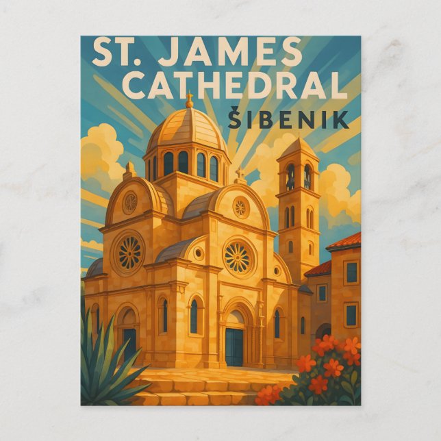 Šibenik Croatia Vintage Travel PostCAR– St. James  Postcard (Front)