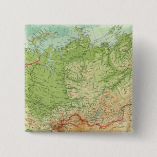 Siberia map with shipping routes 15 cm square badge