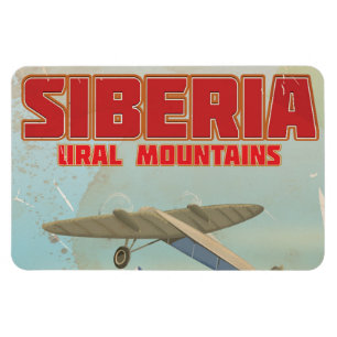 Siberia ural mountains vintage travel poster magnet