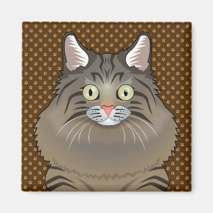 Siberian Cat Cartoon Paws Magnet