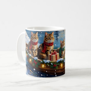 Siberian Cat Christmas Boat Holiday Coffee Mug