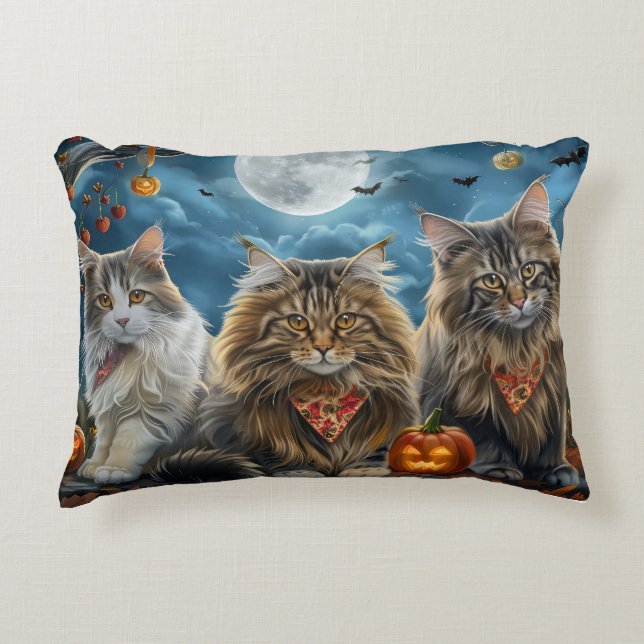 Siberian Cat Halloween Spooky  Decorative Cushion (Front)