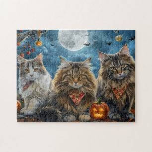 Siberian Cat Halloween Spooky  Jigsaw Puzzle