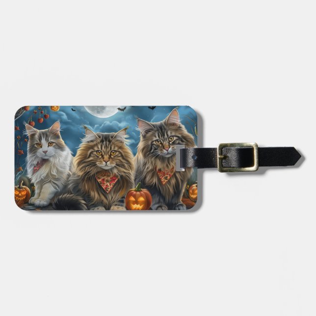 Siberian Cat Halloween Spooky  Luggage Tag (Front Horizontal)