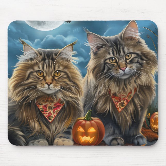 Siberian Cat Halloween Spooky  Mouse Mat (Front)