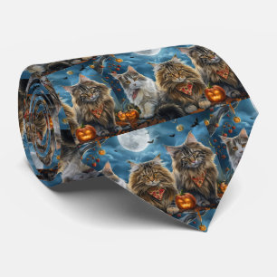 Siberian Cat Halloween Spooky Tie