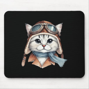 Siberian Cat Pilot Sticker  Mouse Mat