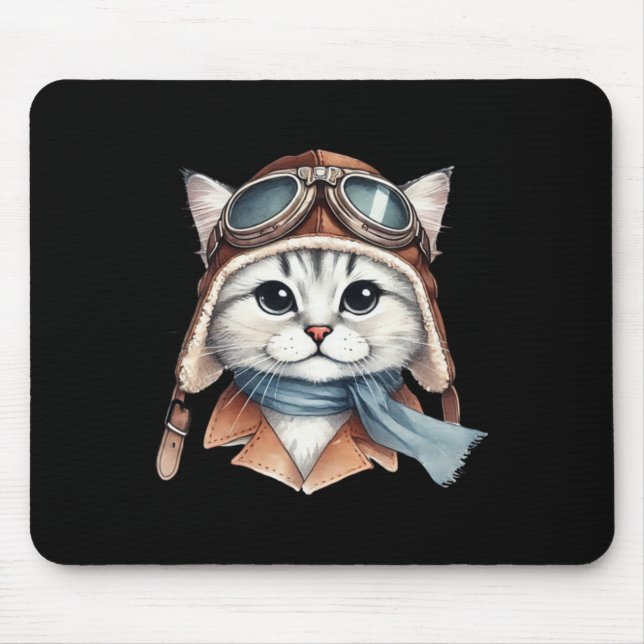 Siberian Cat Pilot Sticker  Mouse Mat (Front)
