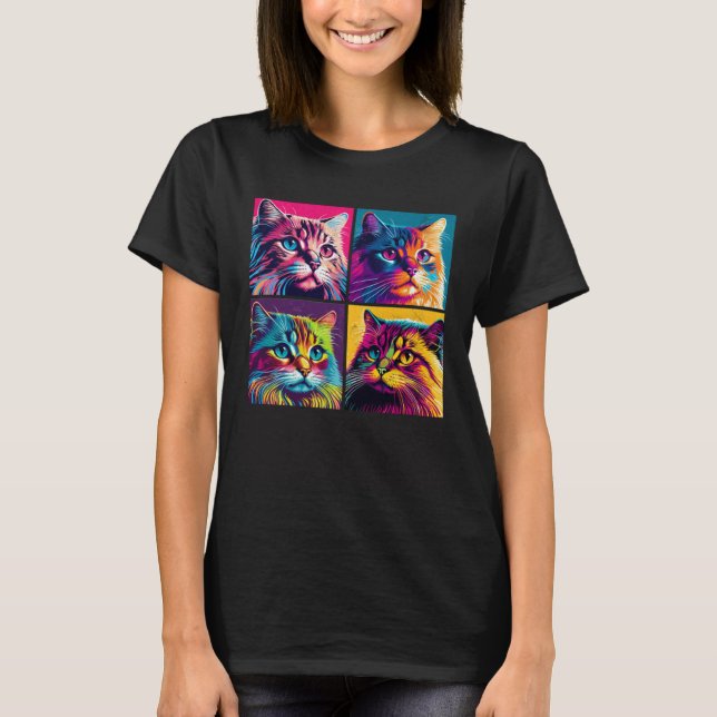 Siberian Cat Pop Illustration Colorful Animal Men T-Shirt (Front)