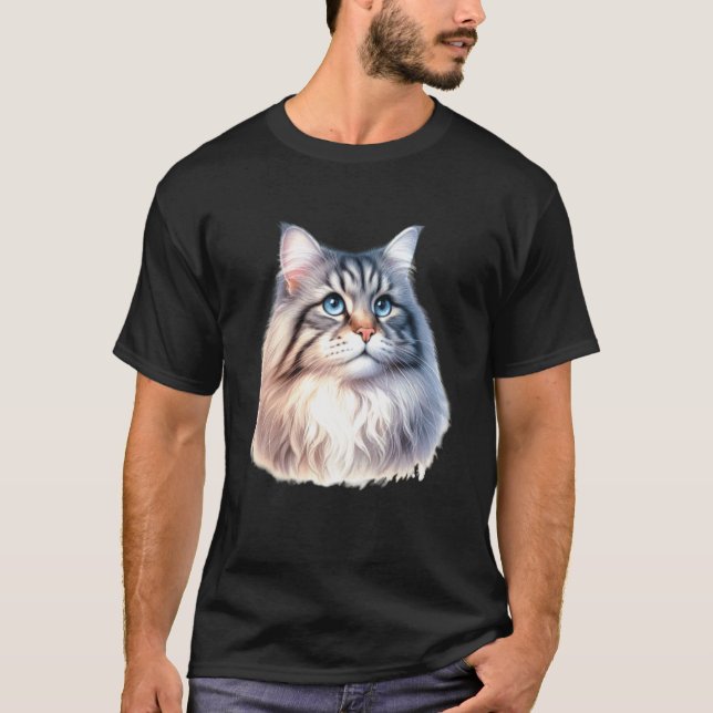 Siberian Cat Portrait T-Shirt (Front)