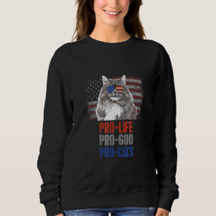 Siberian Cat Pro Life Pro God Pro Cats American Fl Sweatshirt