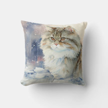Siberian Cat Throw Pillow