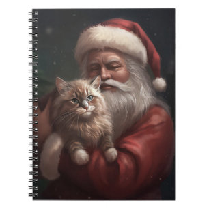 Siberian Cat With Santa Claus Festive Christmas  Notebook