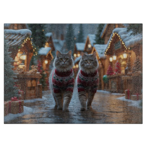 Siberian Cats Christmas Snow Holiday  Cutting Board