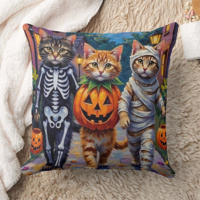 Siberian Cats Trick-or-Treating Halloween Costumes Cushion (Blanket)