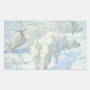 Siberian Dogs in the Snow Rectangular Sticker
