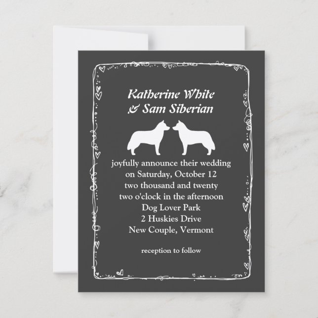 Siberian Huskies Wedding Announcement (Front)