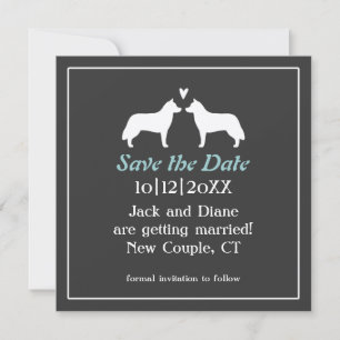Siberian Huskies Wedding Save the Date Invitation