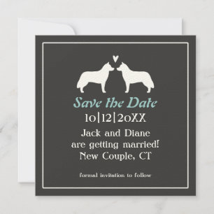 Siberian Huskies Wedding Save the Date Invitation