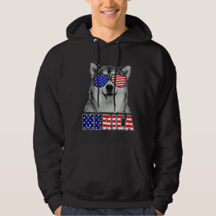 Siberian Husky 4th Of July Merica Usa Flag Dog Me Hoodie