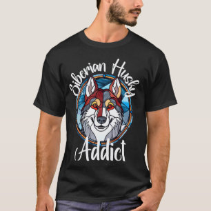 Siberian Husky Addict Stained Glass Dog Graphic T-Shirt
