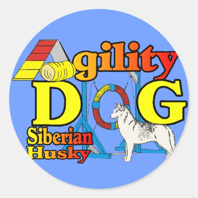 Siberian Husky Agility Classic Round Sticker (Front)