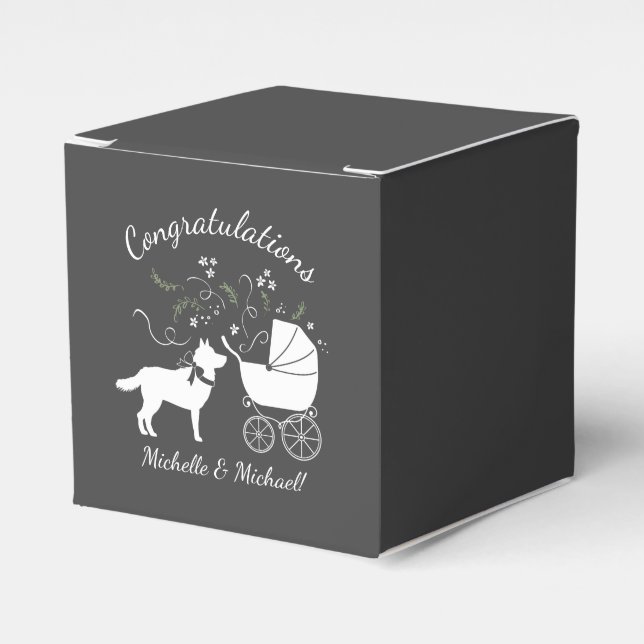 Siberian Husky Baby Shower Favour Box (Front Side)
