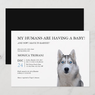 Siberian Husky Baby Shower Minimalist Invitation