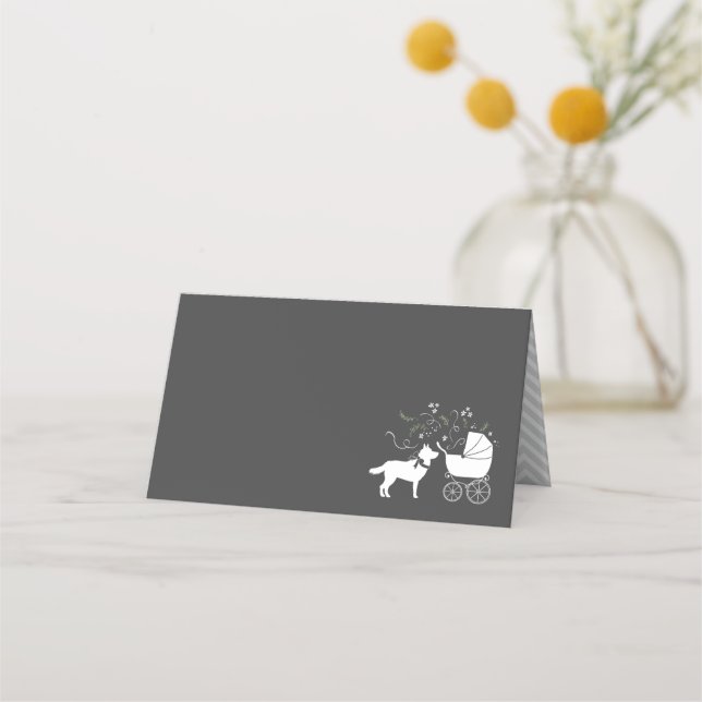 Siberian Husky Baby Shower Place Card (Front)
