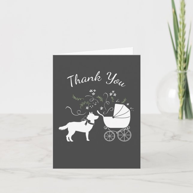 Siberian Husky Baby Shower Thank You Card (Front)