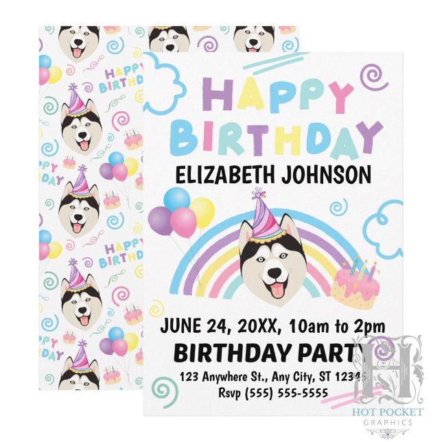 Siberian Husky Birthday Invitation (Creator Uploaded)