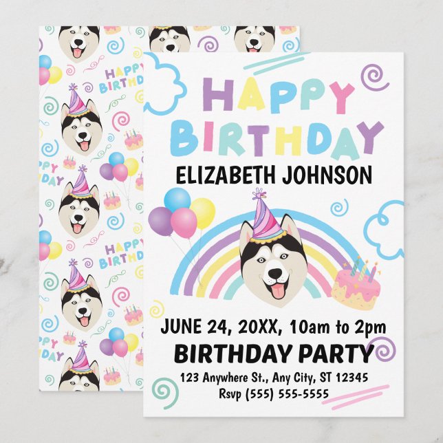 Siberian Husky Birthday Invitation (Creator Uploaded)
