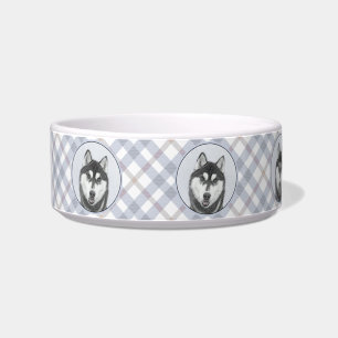 Siberian Husky (Black and White) Painting Dog Art Bowl