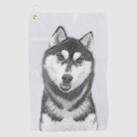 Siberian Husky (Black and White) Painting Dog Art