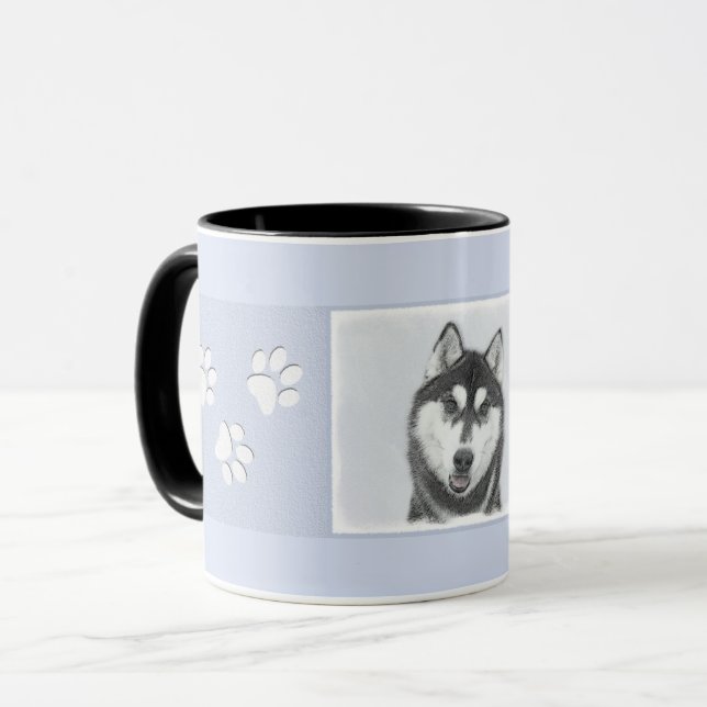 Siberian Husky (Black and White) Painting Dog Art Mug (Front Left)