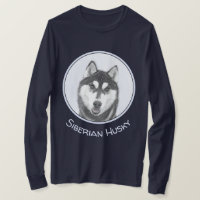 Siberian Husky (Black and White) Painting Dog Art